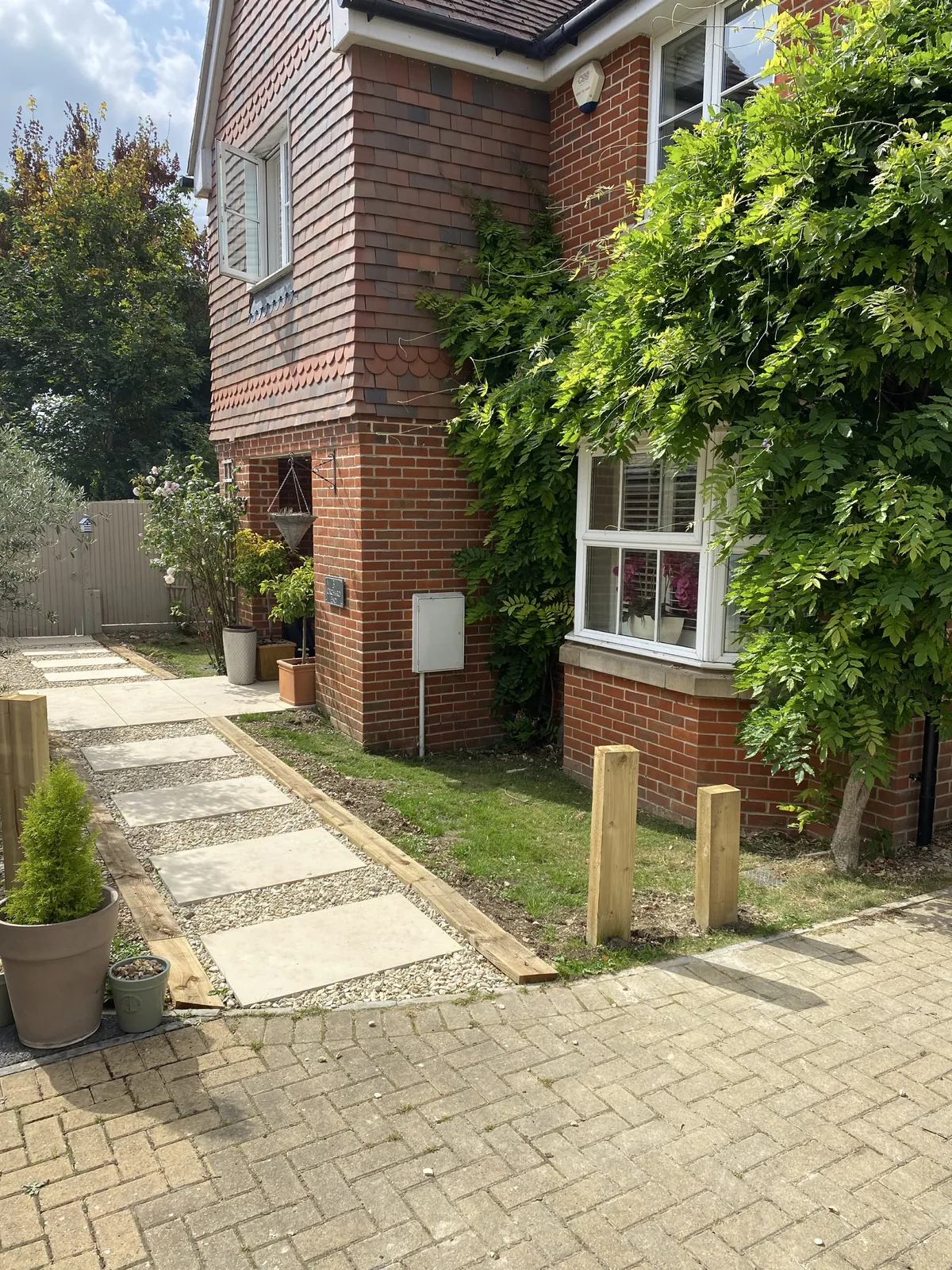 Large patio paving installed
